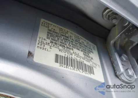 2009 Nissan Versa 1.8S z USA, uszkodzony, nr VIN 3N1BC13E09L393479